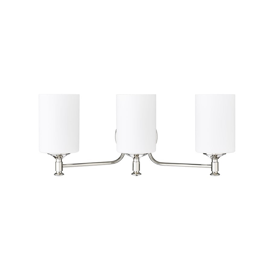 Millennium Lighting Ailey 3Lt Vanity, Nickel/Etched Opal White - 91033-PN