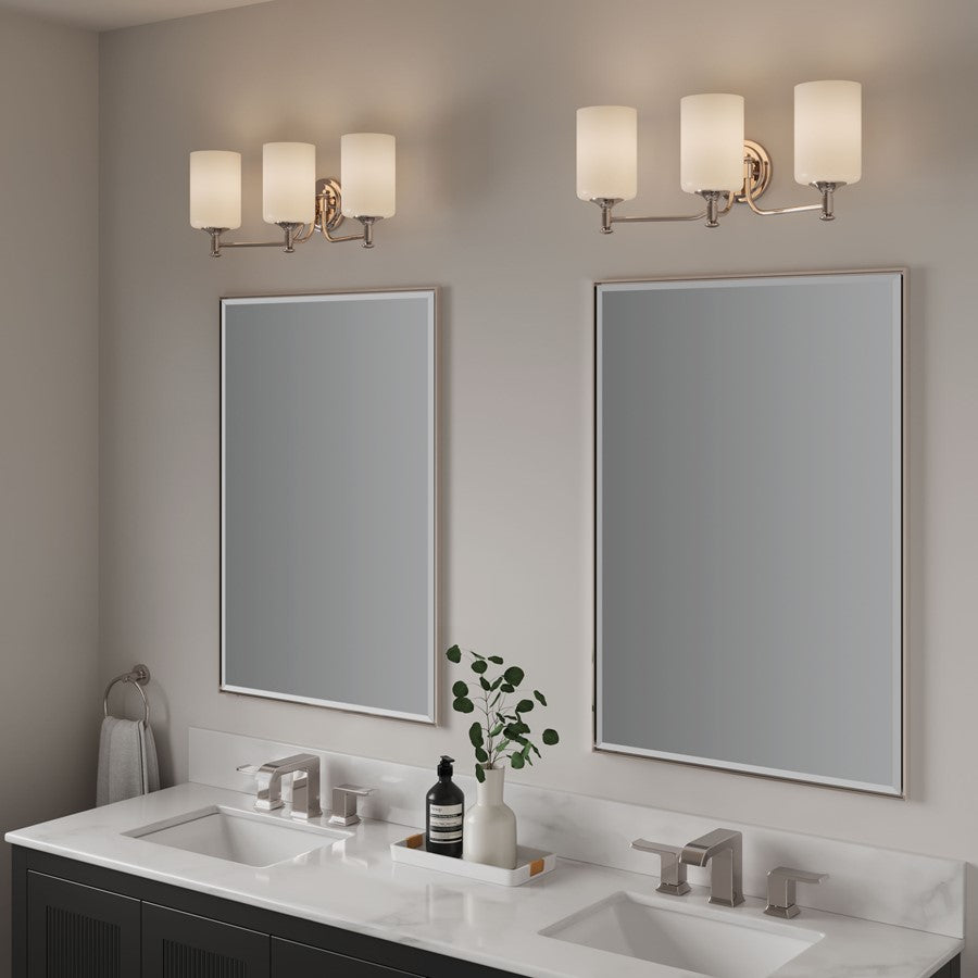 Millennium Lighting Ailey 3Lt Vanity, Nickel/Etched Opal White