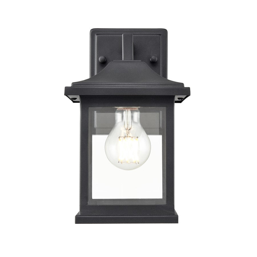 Millennium Southgate 1Lt 10" Outdoor Wall Sconce, Black/Clear - 91051-TBK