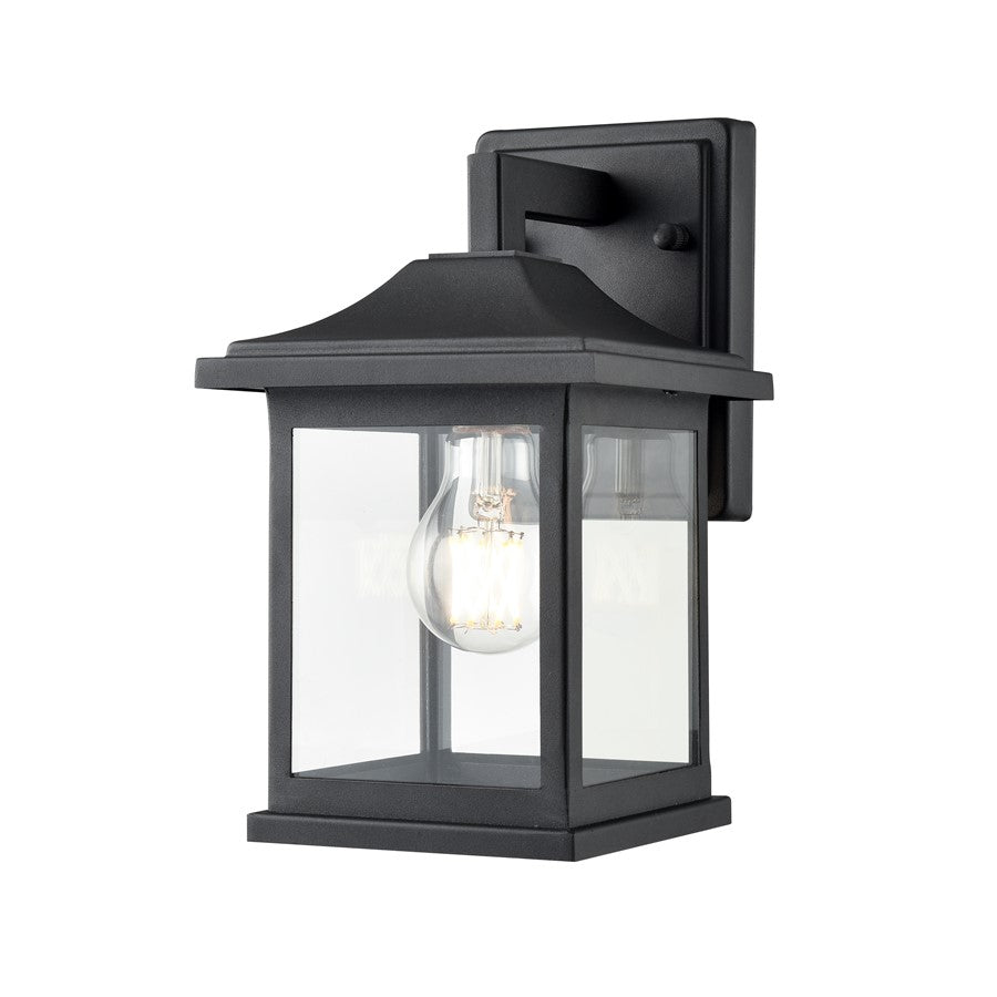 Millennium Southgate 1Lt 10" Outdoor Wall Sconce, Black/Clear
