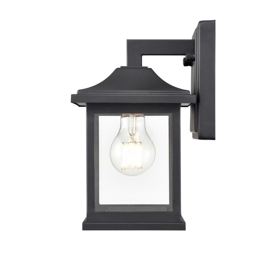 Millennium Southgate 1Lt 10" Outdoor Wall Sconce, Black/Clear