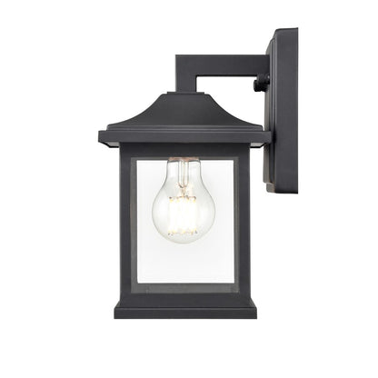 Millennium Southgate 1Lt 10" Outdoor Wall Sconce, Black/Clear