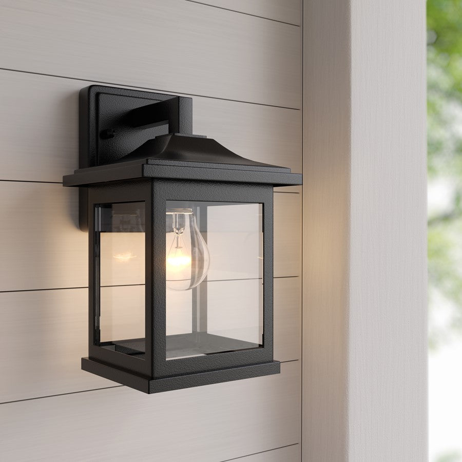Millennium Southgate 1Lt 10" Outdoor Wall Sconce, Black/Clear
