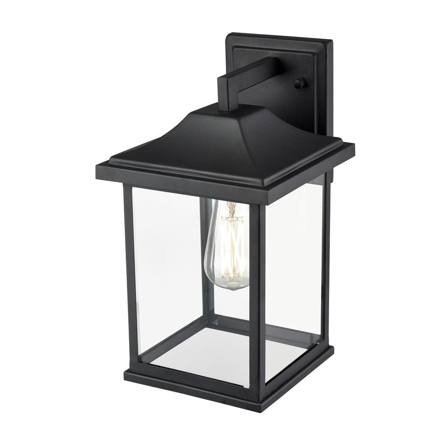 Millennium Southgate 1Lt 14" Outdoor Wall Sconce, Black/Clear