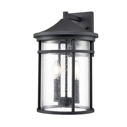 Millennium Lighting Namath 2Lt Outdoor Wall Sconce, Black/Clear