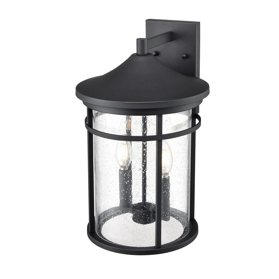 Millennium Lighting Namath 2Lt Outdoor Wall Sconce, Black/Clear