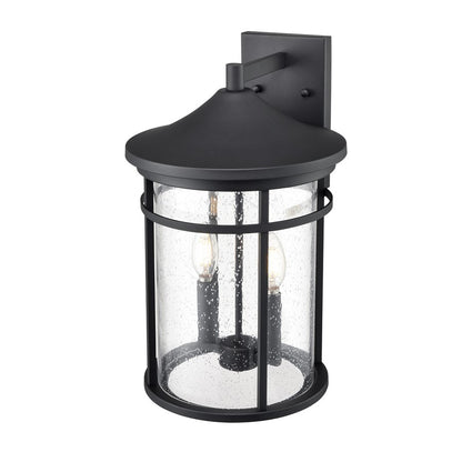 Millennium Lighting Namath 2Lt Outdoor Wall Sconce, Black/Clear