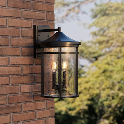 Millennium Lighting Namath 2Lt Outdoor Wall Sconce, Black/Clear