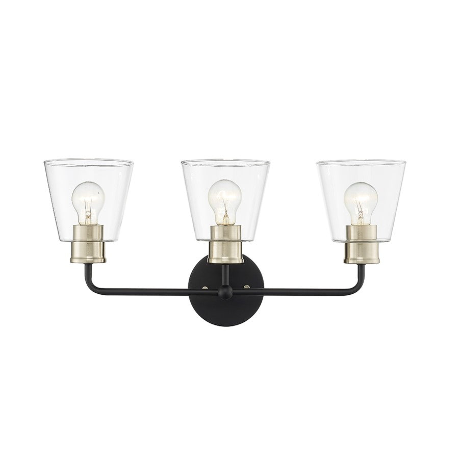 Millennium Lighting Cameron 3Lt Vanity, Black/Modern Gold