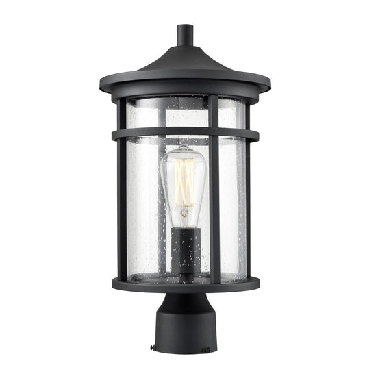 Millennium Lighting Namath 1Lt Outdoor Post Lantern, Black/Clear - 91331-TBK