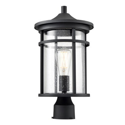 Millennium Lighting Namath 1Lt Outdoor Post Lantern, Black/Clear
