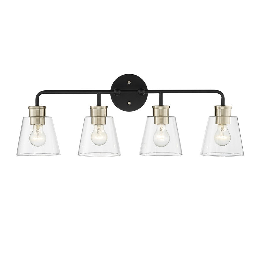 Millennium Lighting Cameron 4Lt Vanity, Black/Modern Gold - 9134-MB-MG
