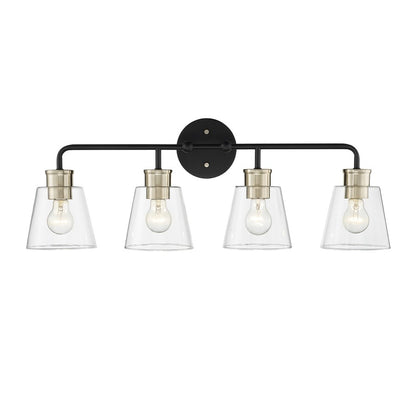 Millennium Lighting Cameron 4Lt Vanity, Black/Modern Gold - 9134-MB-MG