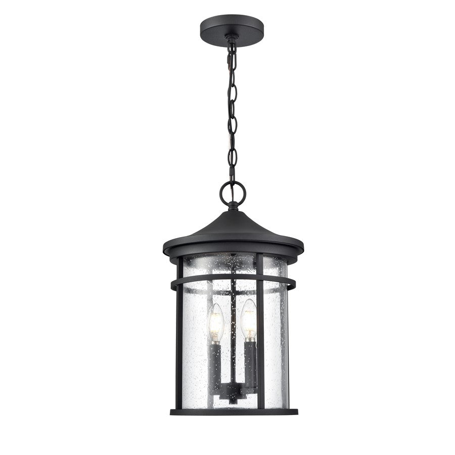 Millennium Lighting Namath 2Lt Outdoor Hanging Lantern, Black/Clear - 91342-TBK