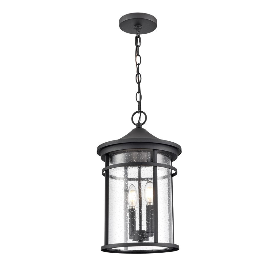 Millennium Lighting Namath 2Lt Outdoor Hanging Lantern, Black/Clear