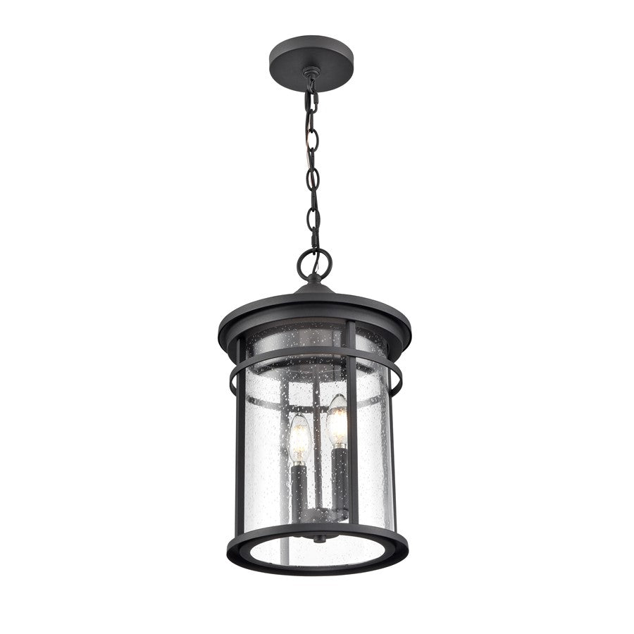 Millennium Lighting Namath 2Lt Outdoor Hanging Lantern, Black/Clear