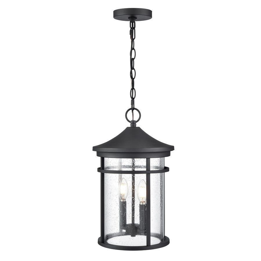 Millennium Lighting Namath 2Lt Outdoor Hanging Lantern, Black/Clear