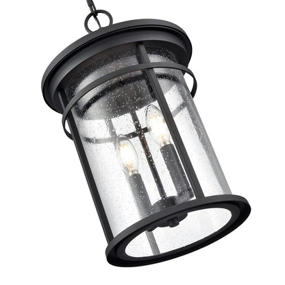 Millennium Lighting Namath 2Lt Outdoor Hanging Lantern, Black/Clear
