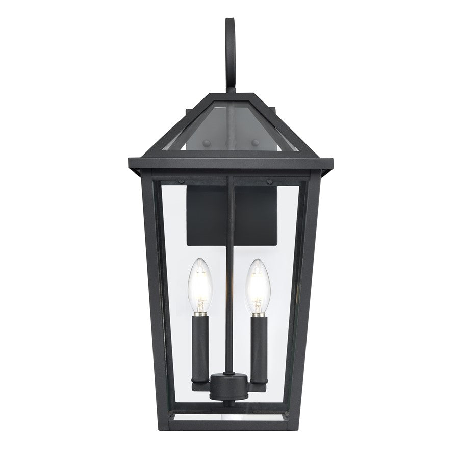 Millennium Lighting Eston 2Lt Outdoor Wall Sconce, Black/Clear - 91422-TBK