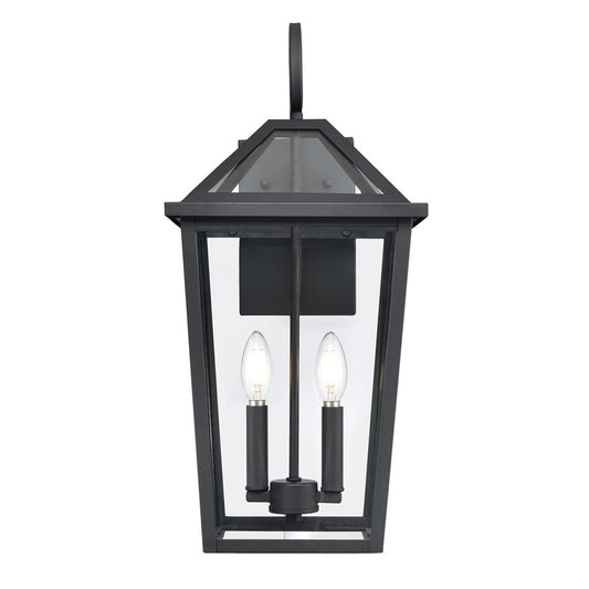 Millennium Lighting Eston 2Lt Outdoor Wall Sconce, Black/Clear - 91422-TBK