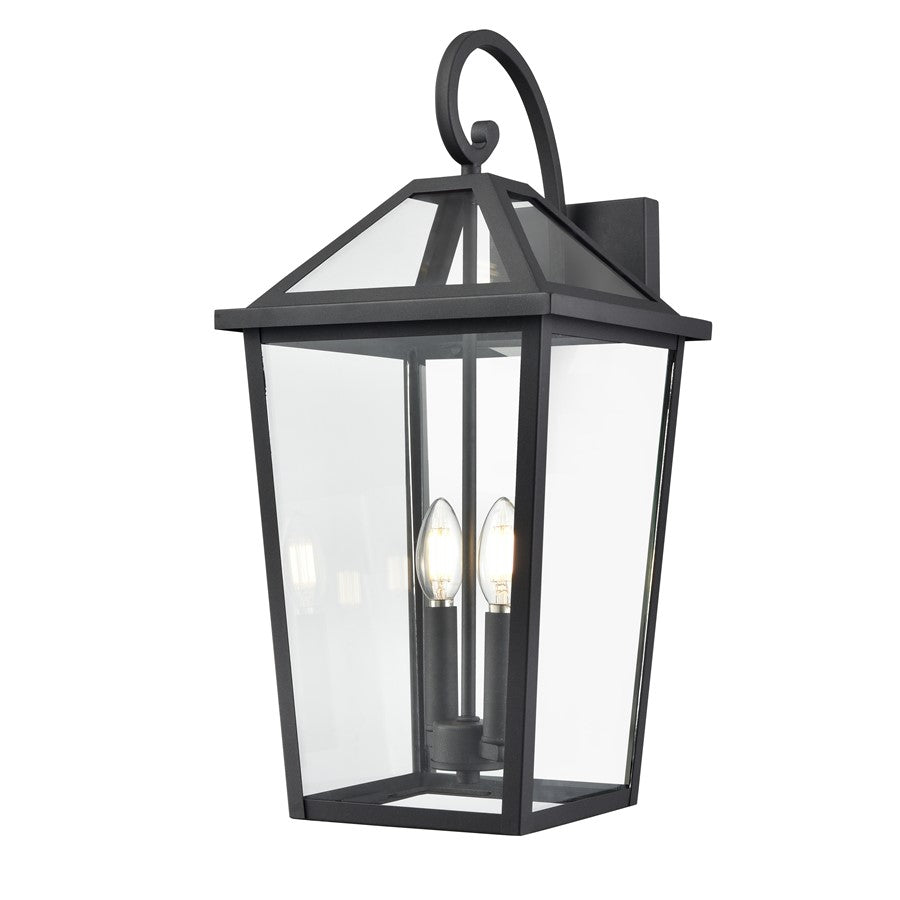 Millennium Lighting Eston 2Lt Outdoor Wall Sconce, Black/Clear
