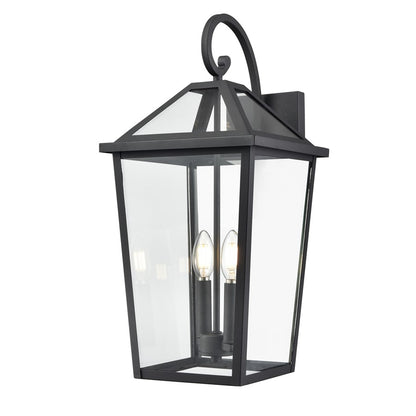 Millennium Lighting Eston 2Lt Outdoor Wall Sconce, Black/Clear
