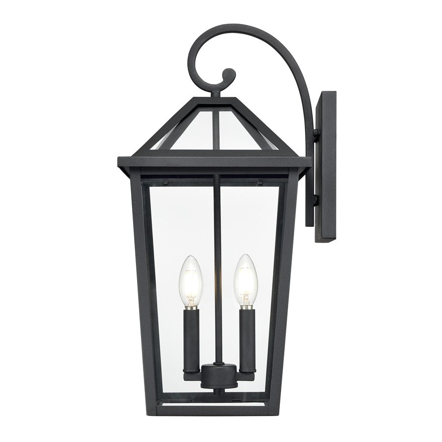 Millennium Lighting Eston 2Lt Outdoor Wall Sconce, Black/Clear