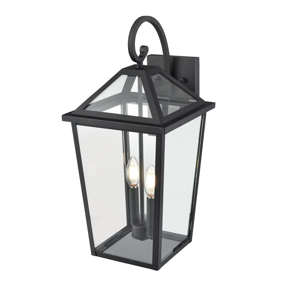 Millennium Lighting Eston 2Lt Outdoor Wall Sconce, Black/Clear
