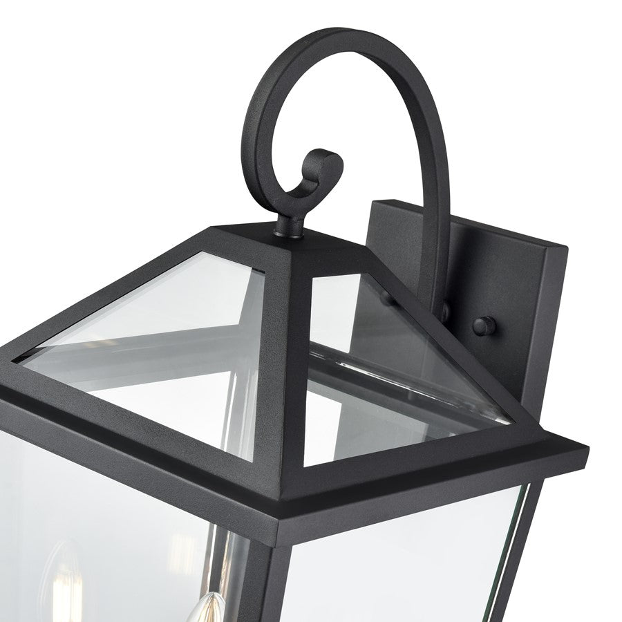 Millennium Lighting Eston 2Lt Outdoor Wall Sconce, Black/Clear