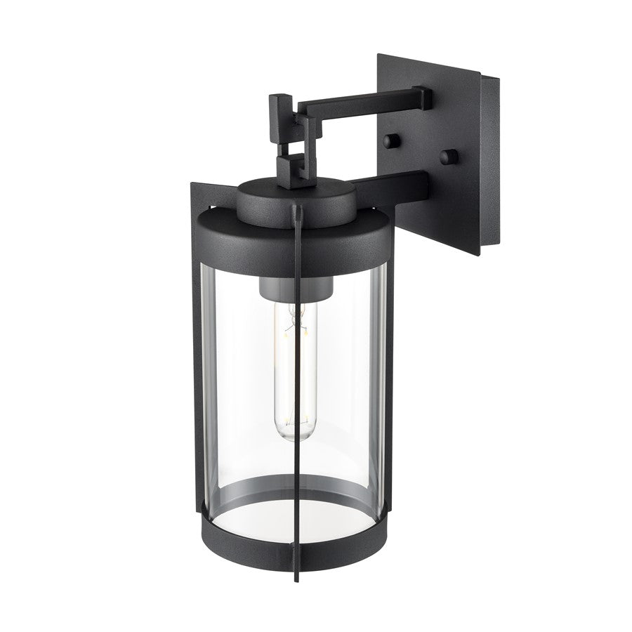Millennium Lighting Ellway 1Lt 13" Outdoor Wall Sconce, Black/Clear
