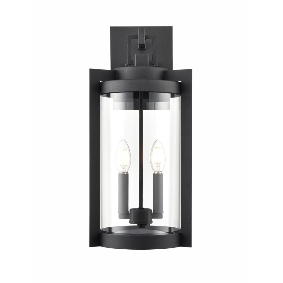 Millennium Lighting Ellway 2Lt Outdoor Wall Sconce, Black/Clear - 91522-TBK