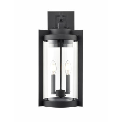 Millennium Lighting Ellway 2Lt Outdoor Wall Sconce, Black/Clear - 91522-TBK