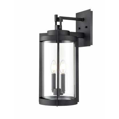 Millennium Lighting Ellway 2Lt Outdoor Wall Sconce, Black/Clear