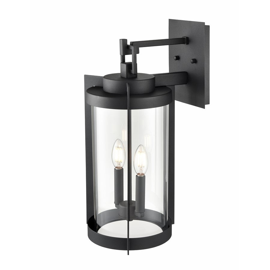 Millennium Lighting Ellway 2Lt Outdoor Wall Sconce, Black/Clear