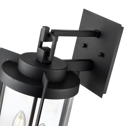Millennium Lighting Ellway 2Lt Outdoor Wall Sconce, Black/Clear