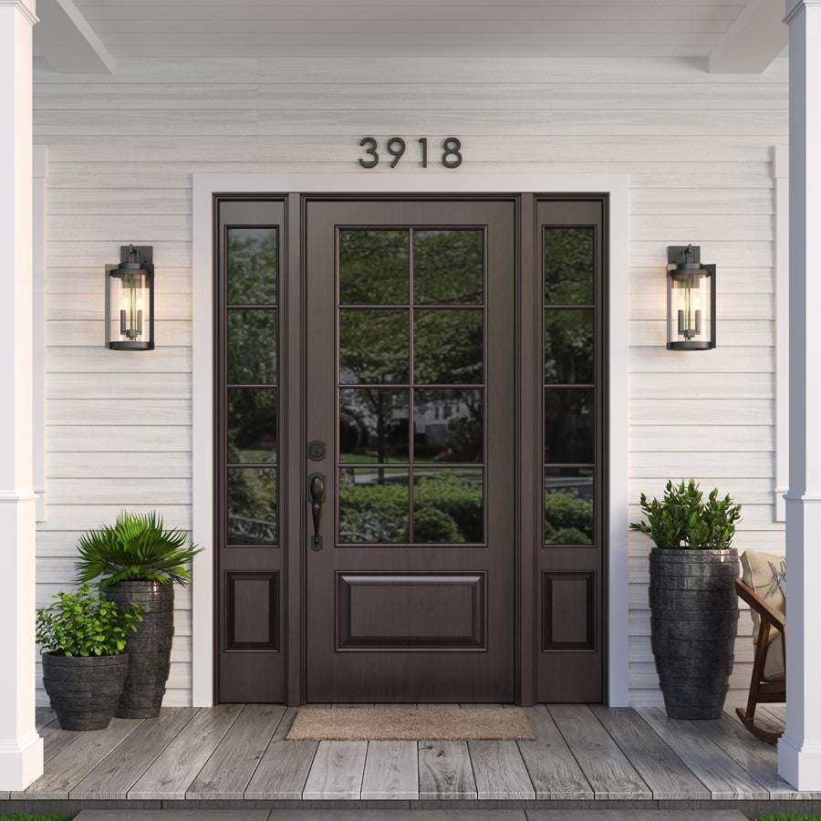 Millennium Lighting Ellway 2Lt Outdoor Wall Sconce, Black/Clear