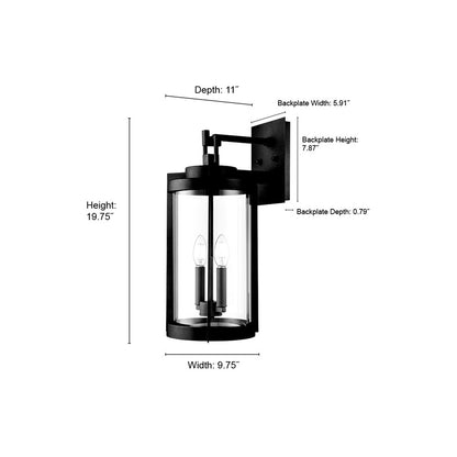 Millennium Lighting Ellway 2Lt Outdoor Wall Sconce, Black/Clear