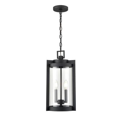 Millennium Lighting Ellway 2Lt Outdoor Hanging Lantern, Black/Clear - 91532-TBK