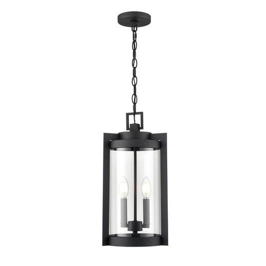Millennium Lighting Ellway 2Lt Outdoor Hanging Lantern, Black/Clear - 91532-TBK