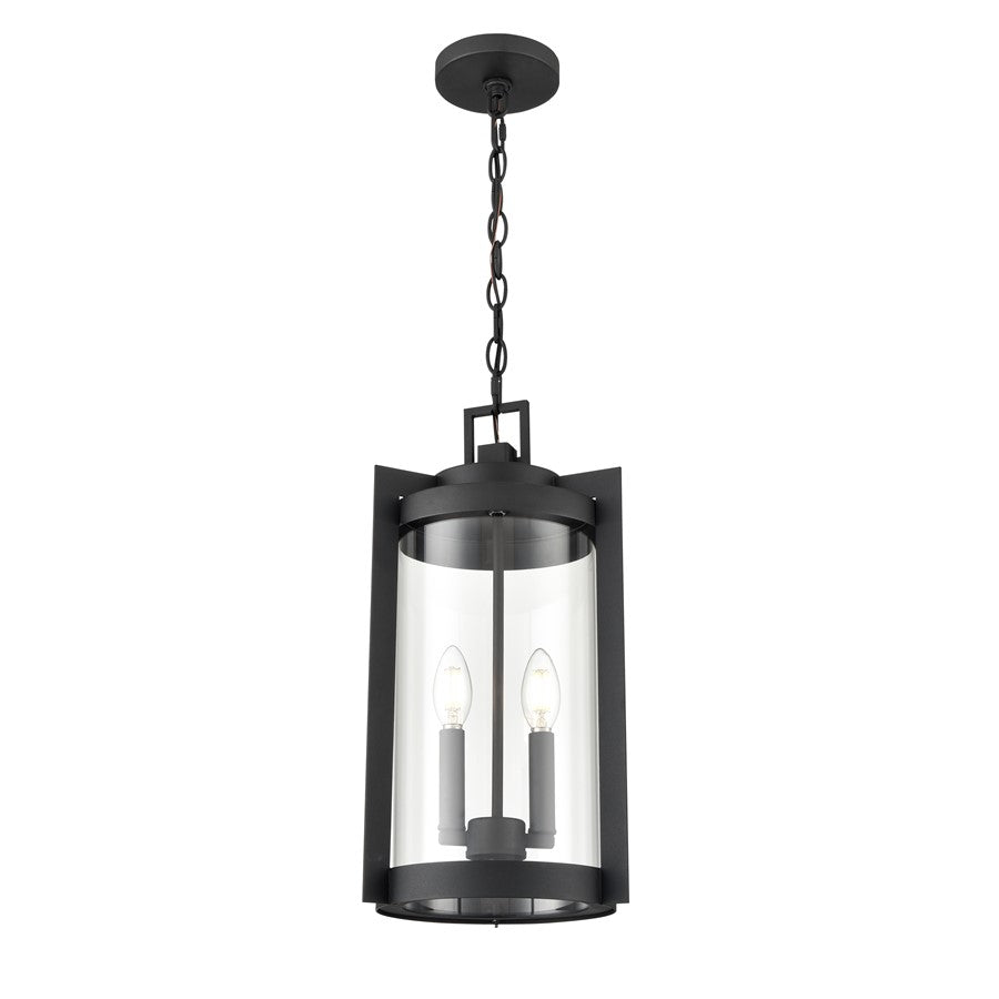 Millennium Lighting Ellway 2Lt Outdoor Hanging Lantern, Black/Clear