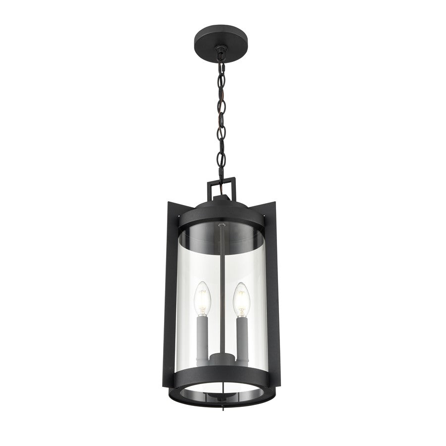 Millennium Lighting Ellway 2Lt Outdoor Hanging Lantern, Black/Clear
