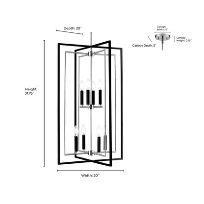 Millennium Lighting Noelle 8Lt 20" Pendant, Black/Modern Gold