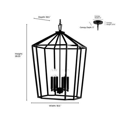 Millennium Lighting Hylena 6Lt 19" Pendant, Textured Black