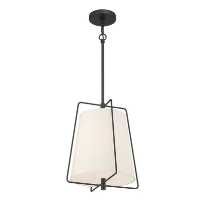 Millennium Lighting Vellinor 1Lt Pendant, Matte Black/White - 919101-MB