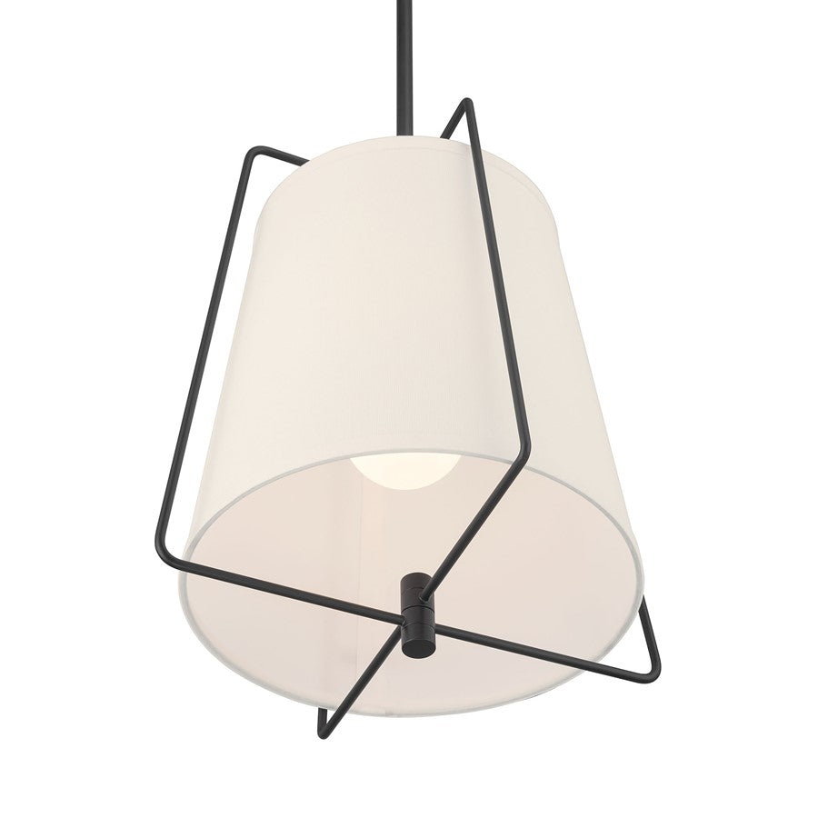 Millennium Lighting Vellinor 1Lt Pendant, Matte Black/White