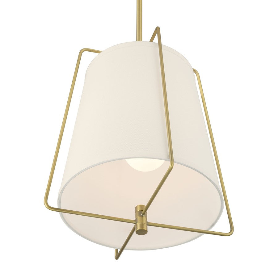 Millennium Lighting Vellinor 1Lt Pendant, Vintage Brass/White