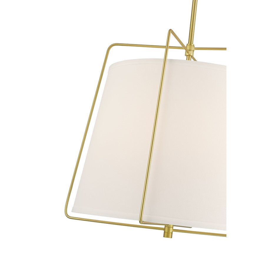 Millennium Lighting Vellinor 3Lt Pendant, Vintage Brass/White