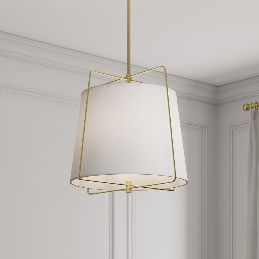 Millennium Lighting Vellinor 3Lt Pendant, Vintage Brass/White