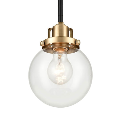 1 Light Pendant, Black/Gold/Clear
