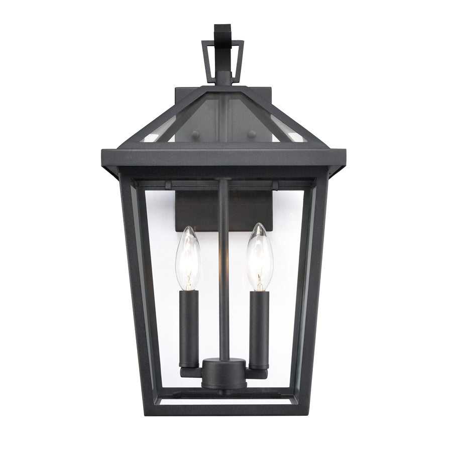 Millennium Lighting Mensun 2Lt Outdoor Wall Sconce, Black/Clear - 92202-TBK